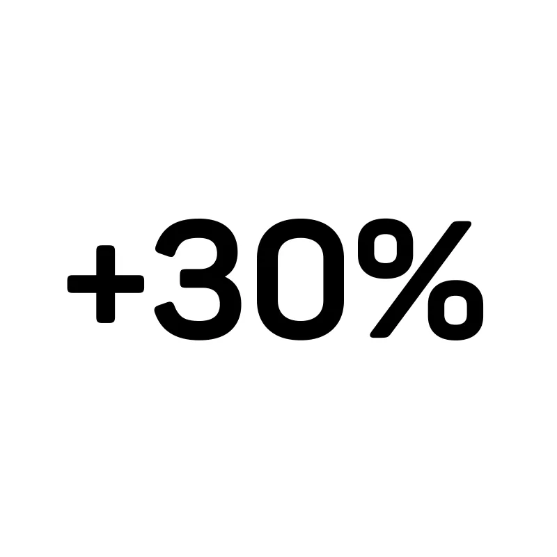 30 +30%