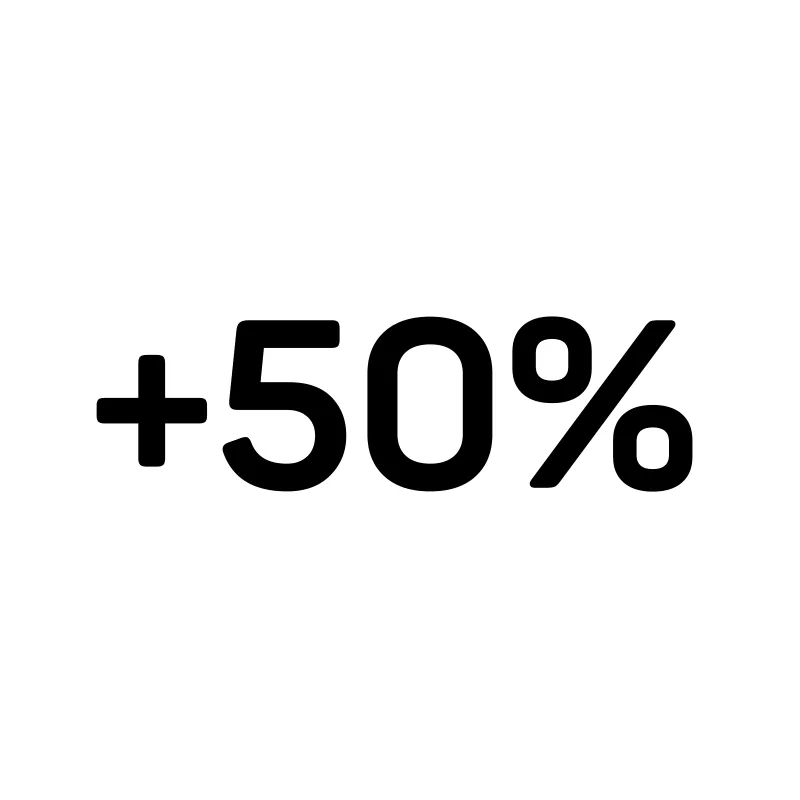 50 +50%